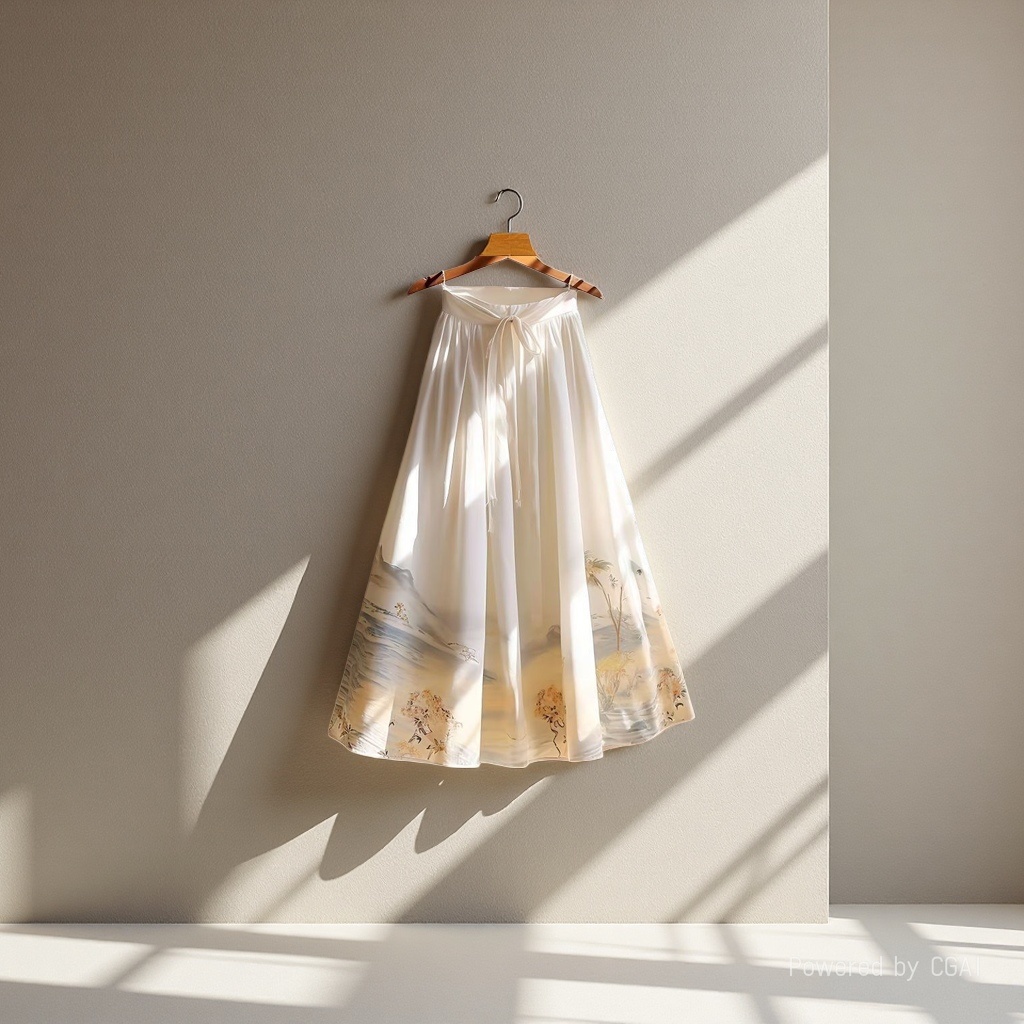 New Chinese-style printed ink-wash painting A-line dress for women's clothing, summer Chinese-style style, versatile half-length dress for women