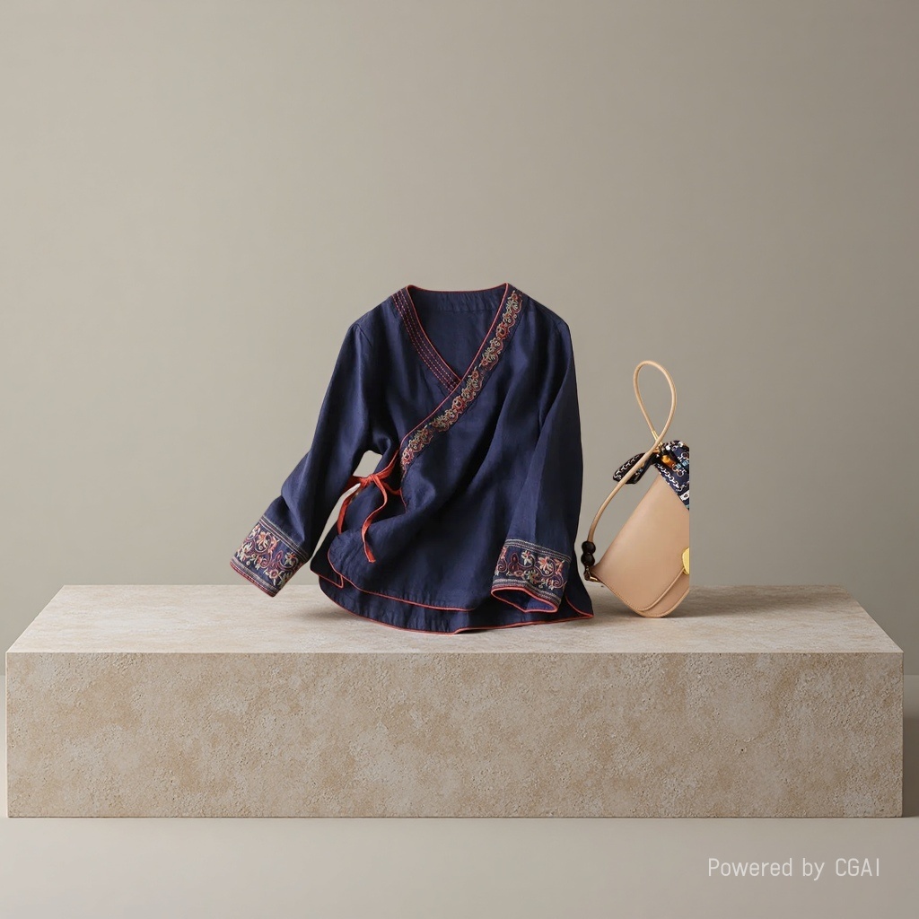 New Chinese-style printed ink-wash painting A-line dress for women's clothing, summer Chinese style, versatile half-length dress for women 101430917 Specification image