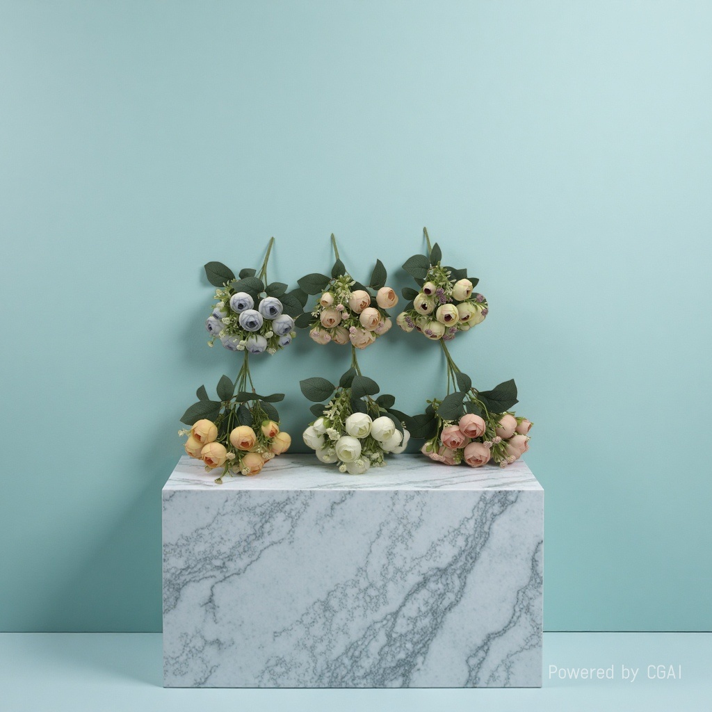 The living room is decorated with artificial flowers and artificial flowers. The venue is arranged with a small bunch of 5-fork oil paintings, tea bags, and wedding artificial flowers Application Scenario
