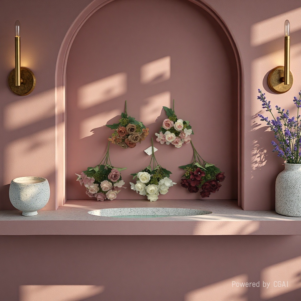 Living room decoration with artificial flowers, artificial flower arrangement, small bunch of 5-pronged European hydrangea rose, wedding artificial flowers, artificial flowers Application Scenario