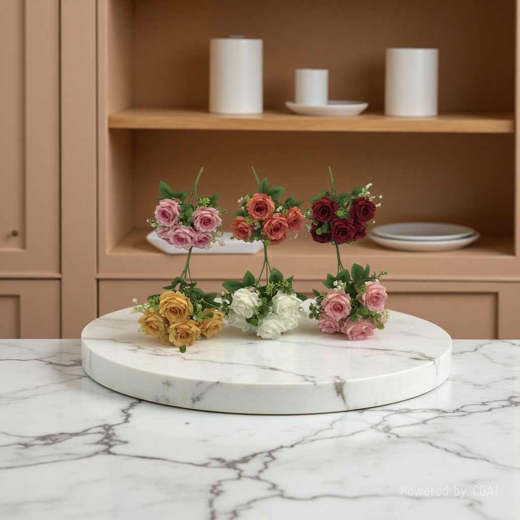 Artificial rose interior decoration and wedding arrangement 5-head rolled-edge rose bouquet