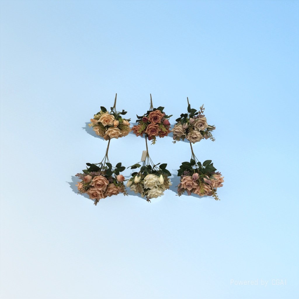 The living room is decorated with artificial flowers and artificial flowers. The venue is arranged with 7 forks of Ouzi Xuan Mei wedding artificial flowers
