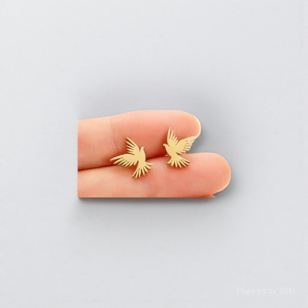 金色飞鸟珍珠耳钉套装 耳针生物瓷耳棒 耳饰