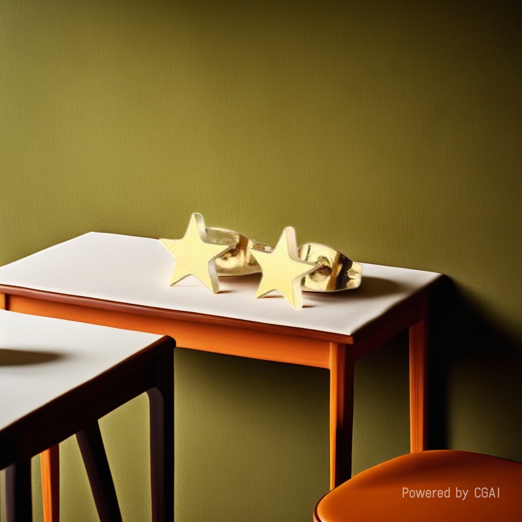 Golden star pearl ear studs and earrings set, bio-ceramic ear sticks and ear needles Application Scenario