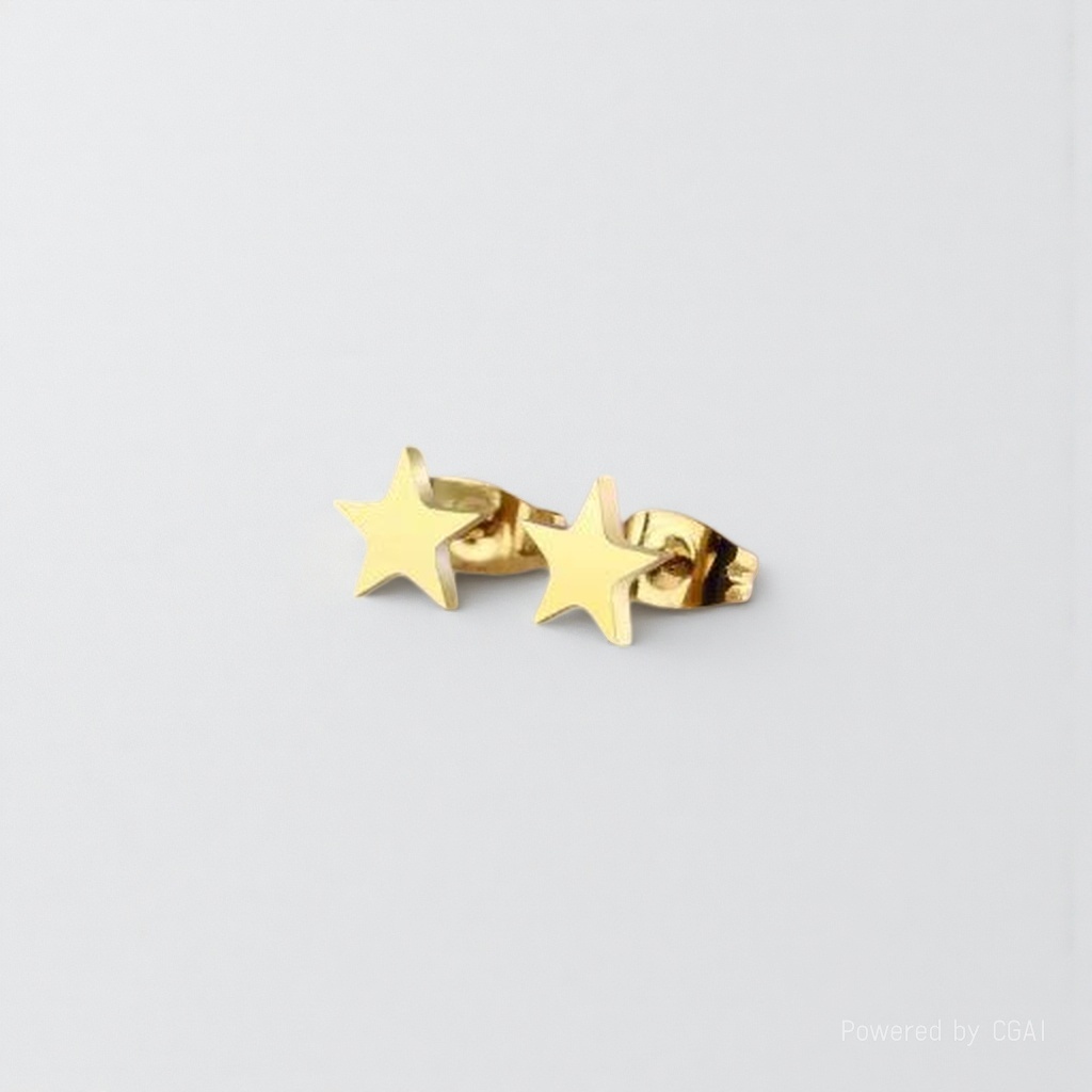 Golden star pearl ear studs and earrings set, bio-ceramic ear sticks and ear needles details Picture