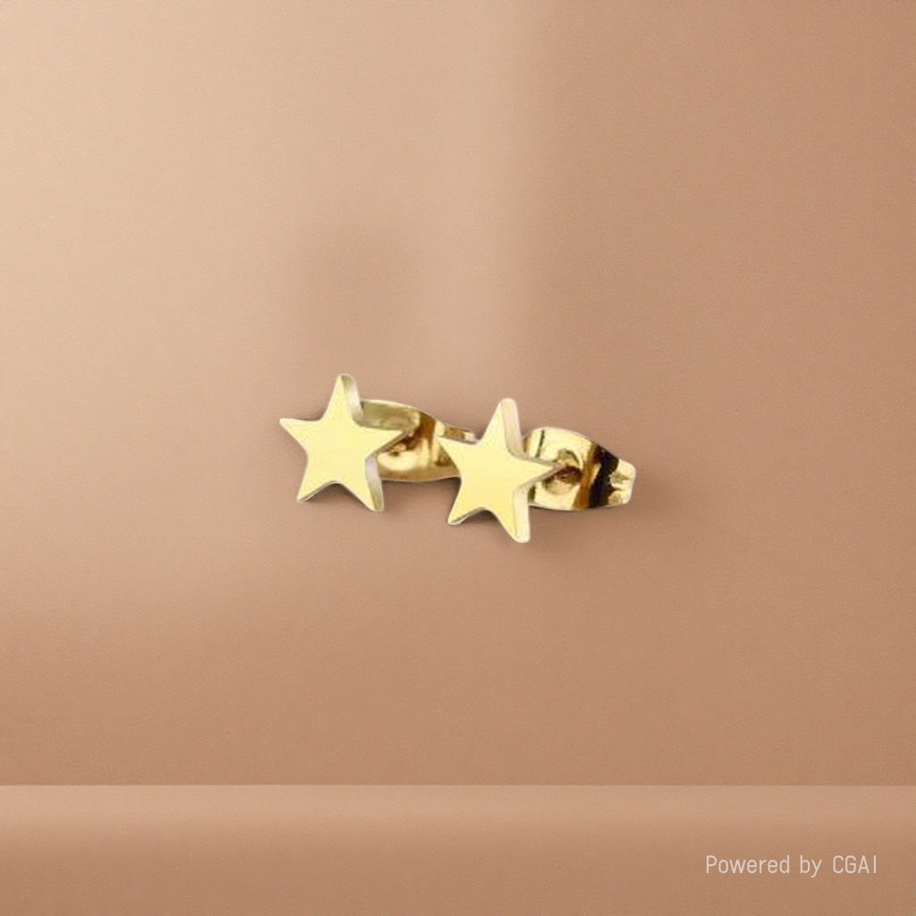 Golden star pearl ear studs and earrings set, bio-ceramic ear sticks and ear needles Specification image