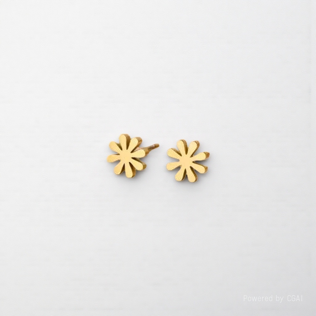 Golden star-shaped pearl ear stud set, ear needles, bio-ceramic ear sticks and earrings details Picture