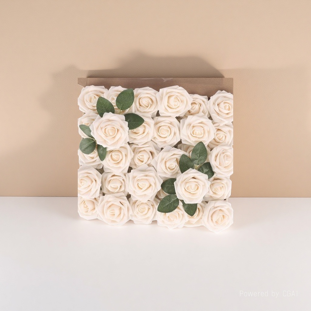 A 20-centimeter diameter fresh-cut bouquet of off-white roses with jasmine bud hair loops, a Buddhist fresh flower arrangement Application Scenario