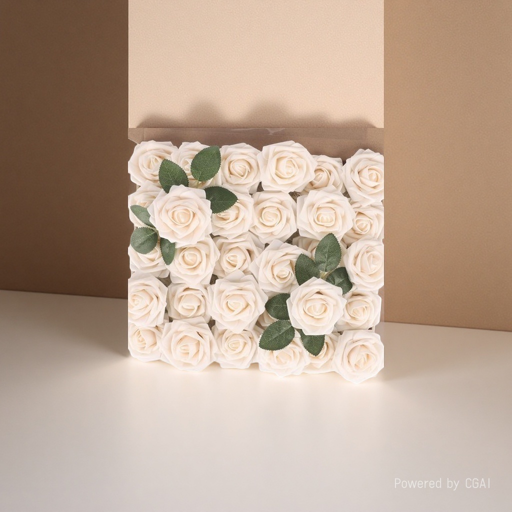 A 20-centimeter diameter fresh-cut bouquet of off-white roses with jasmine bud hair loops, a Buddhist fresh flower arrangement Specification image
