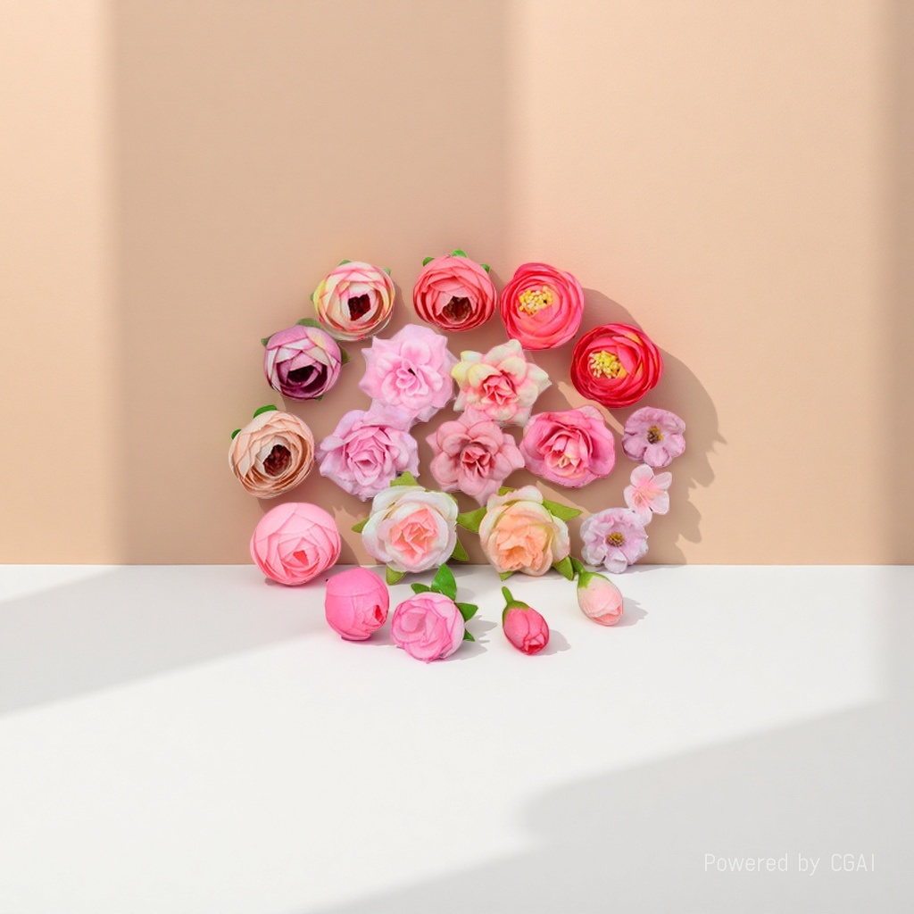 Yiwu lotus craft pink-themed silk flowers, artificial flowers, and artificial flower heads decorated with rattan filaments Specification image
