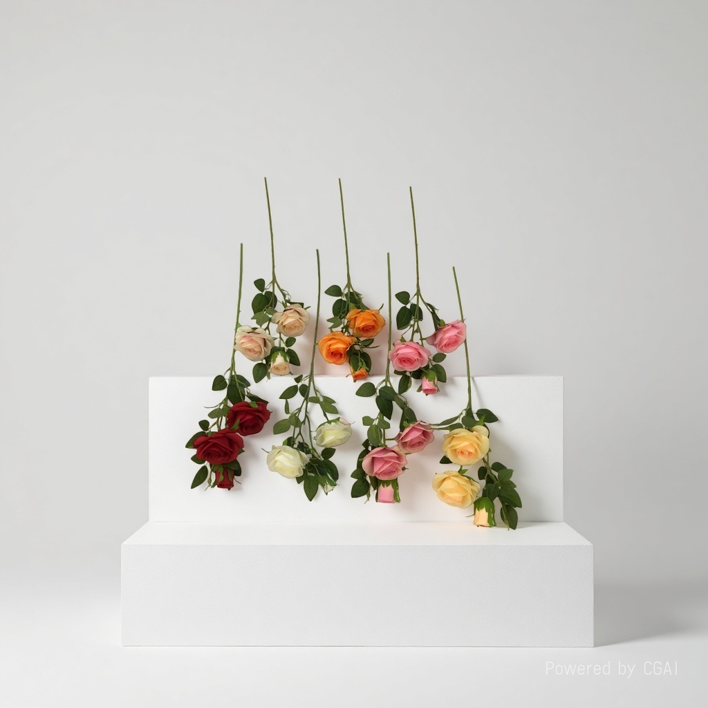 Artificial rose interior decoration, wedding arrangement, artificial flower single artificial flower bouquet Specification image
