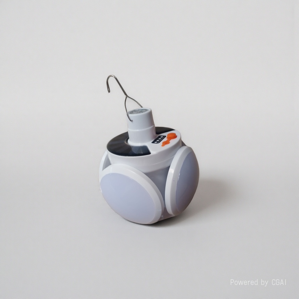 The portable white solar garden lamp is equipped with a high-efficiency solar panel for long-lasting lighting details Picture