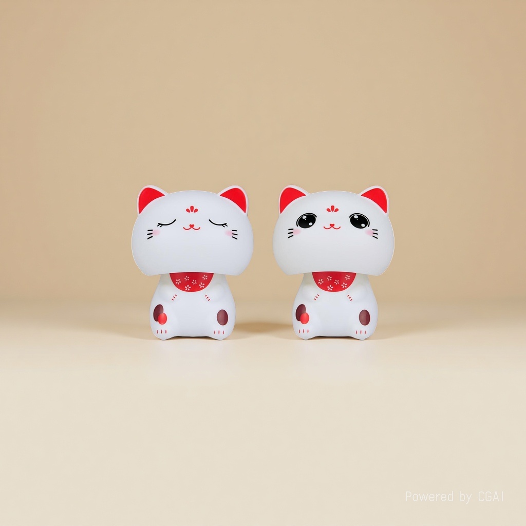 2寸太阳能白色招财猫迷你小摆件