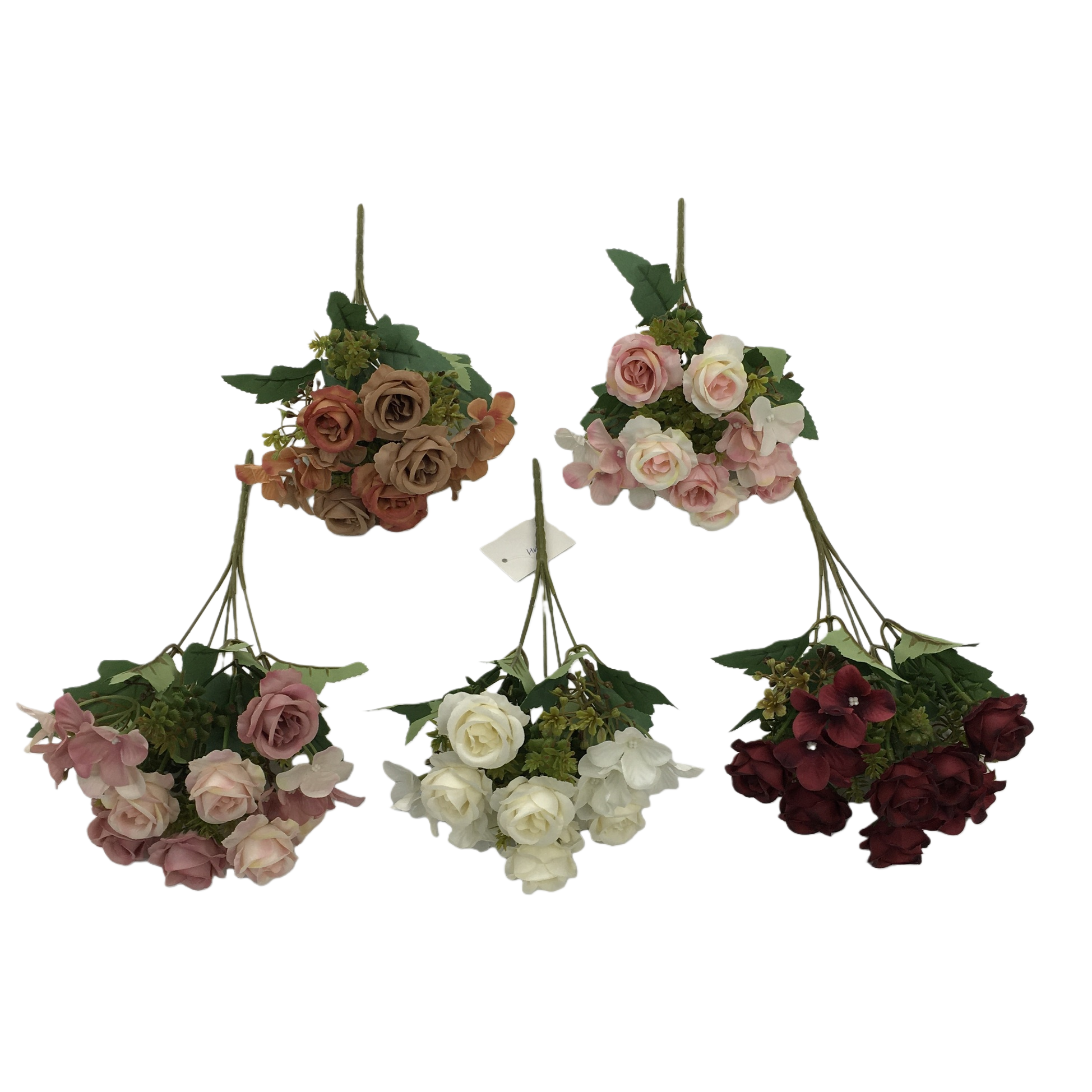 Living room decoration with artificial flowers, artificial flower arrangement, small bunch of 5-pronged European hydrangea rose, wedding artificial flowers, artificial flowers Item Picture
