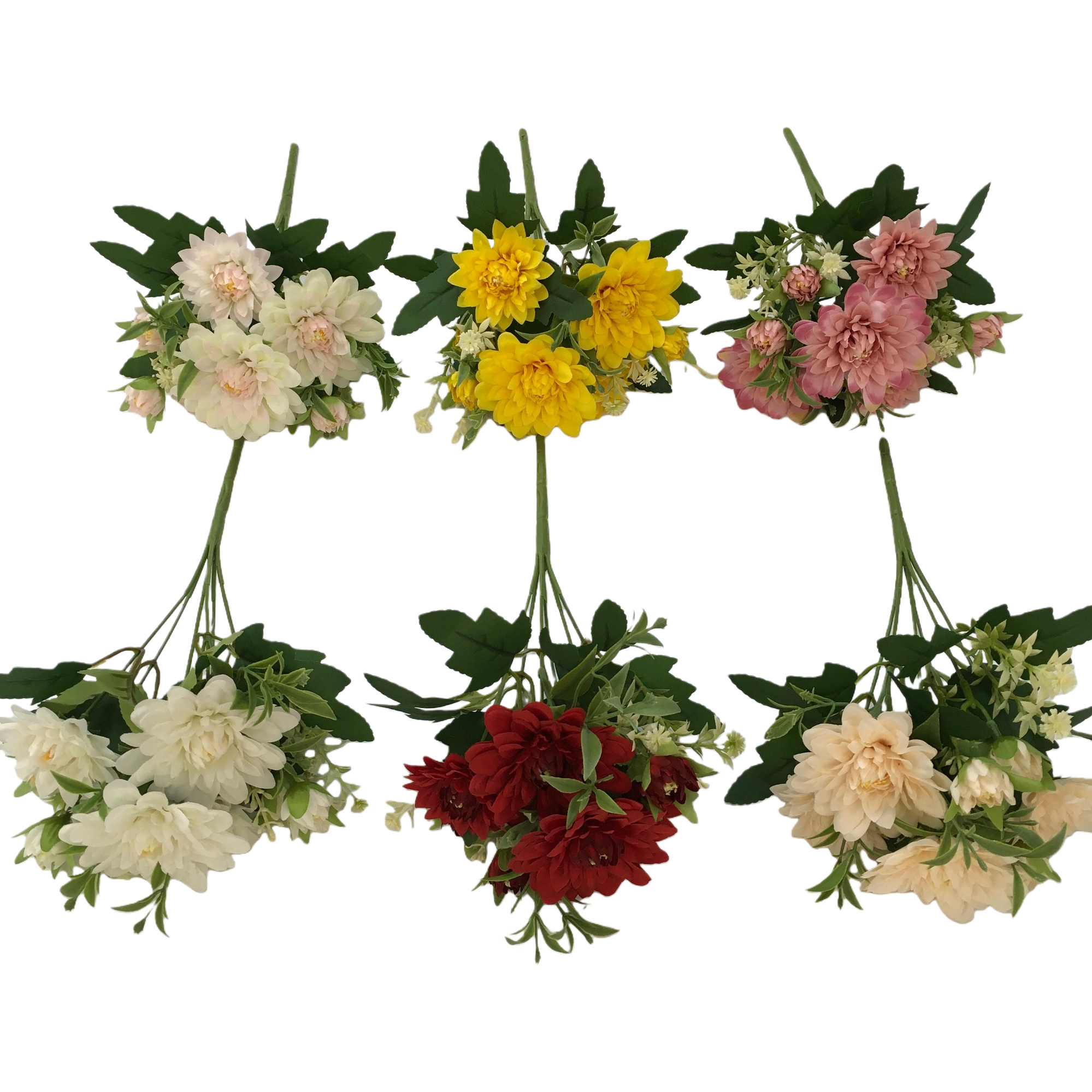 The living room is decorated with artificial flowers and artificial flowers. The venue is arranged with 6-pronged spring dahlias and wedding artificial flowers Item Picture