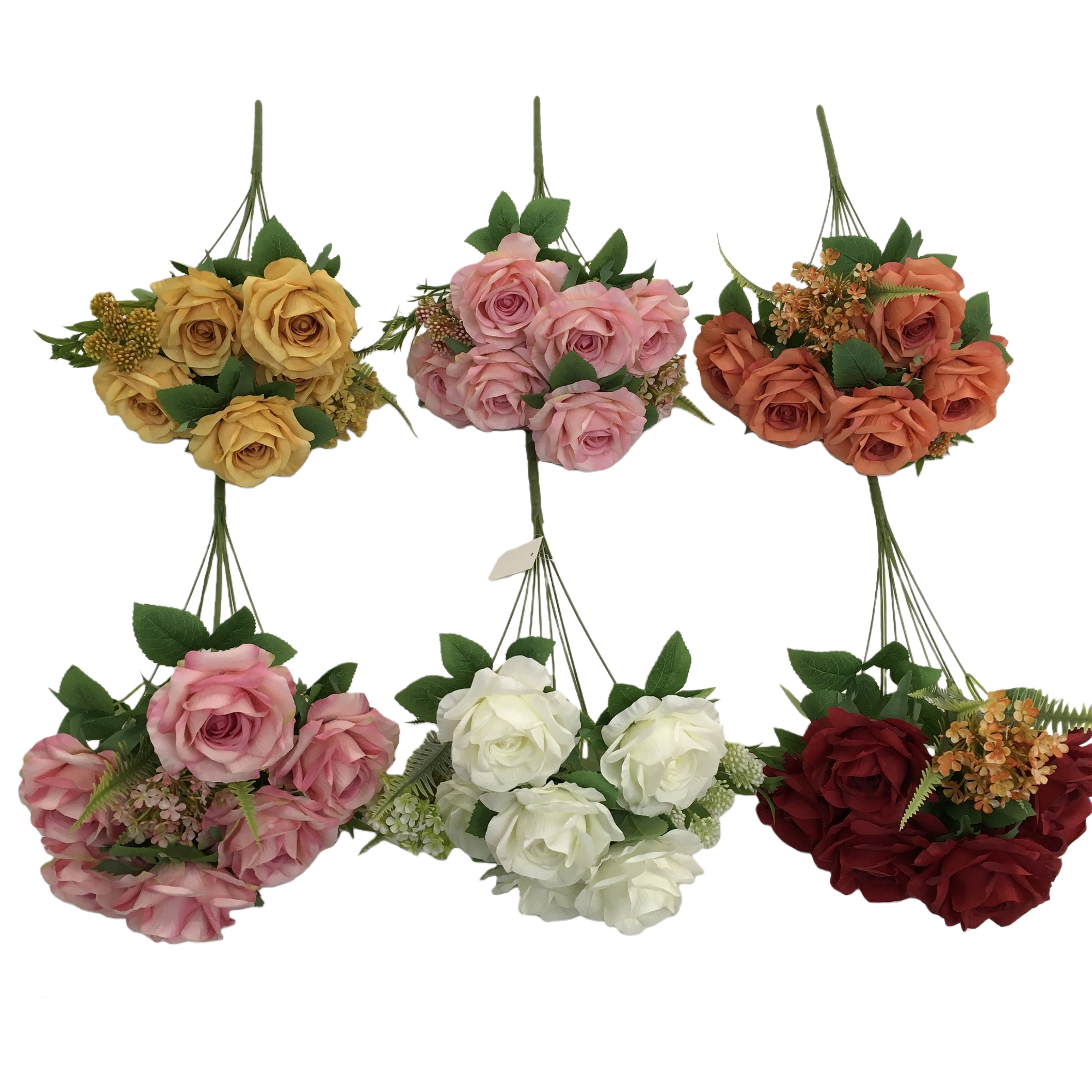 The living room is decorated with artificial flowers and artificial flowers. The venue is arranged with 9 forks of colorful rose wedding artificial flowers Item Picture