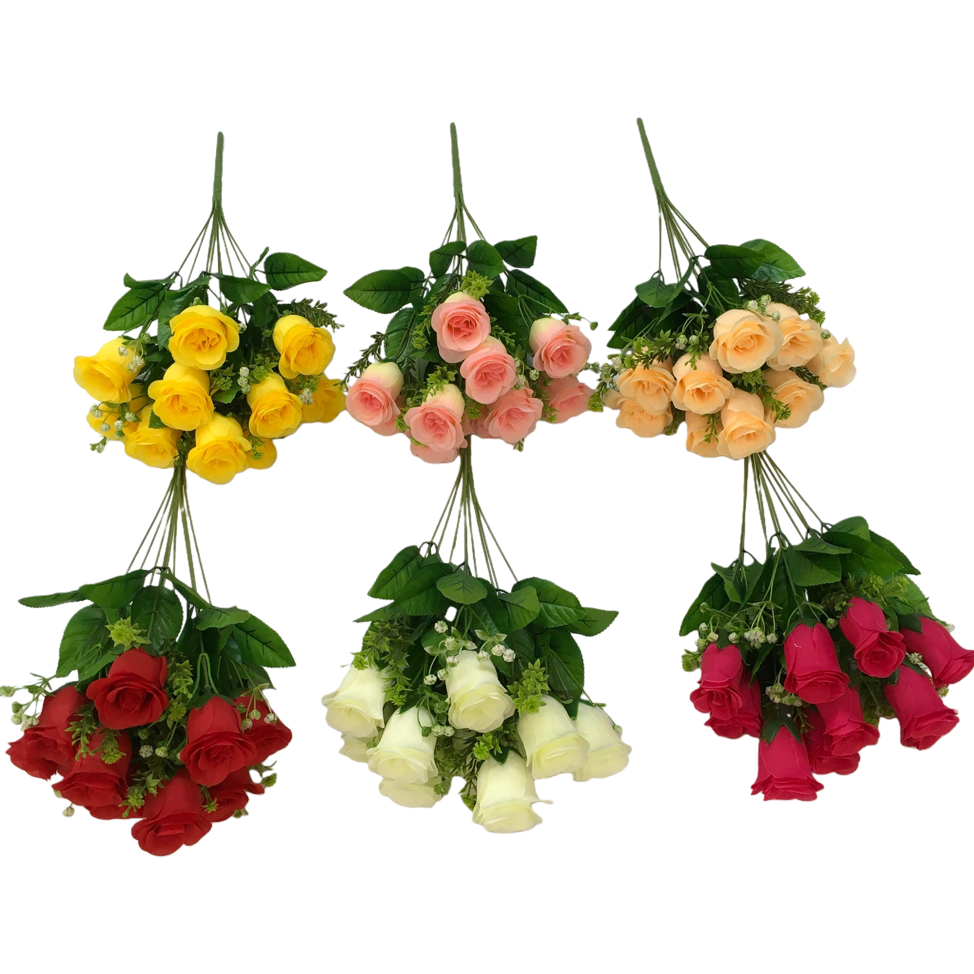 The living room is decorated with artificial flowers. The venue is set up with 10 pearl rose wedding artificial flowers Item Picture