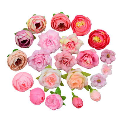 Yiwu lotus craft pink-themed silk flowers, artificial flowers, and artificial flower heads decorated with rattan filaments Item Picture