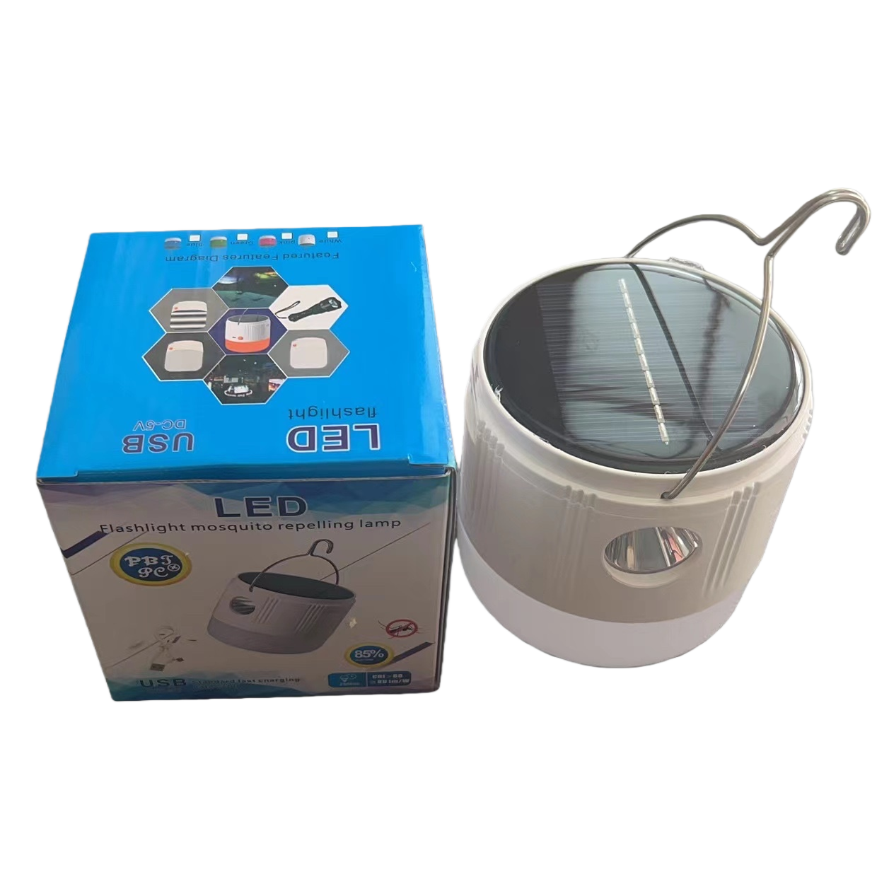 白色便携式太阳能照明灯含太阳能板庭院灯 Item Picture