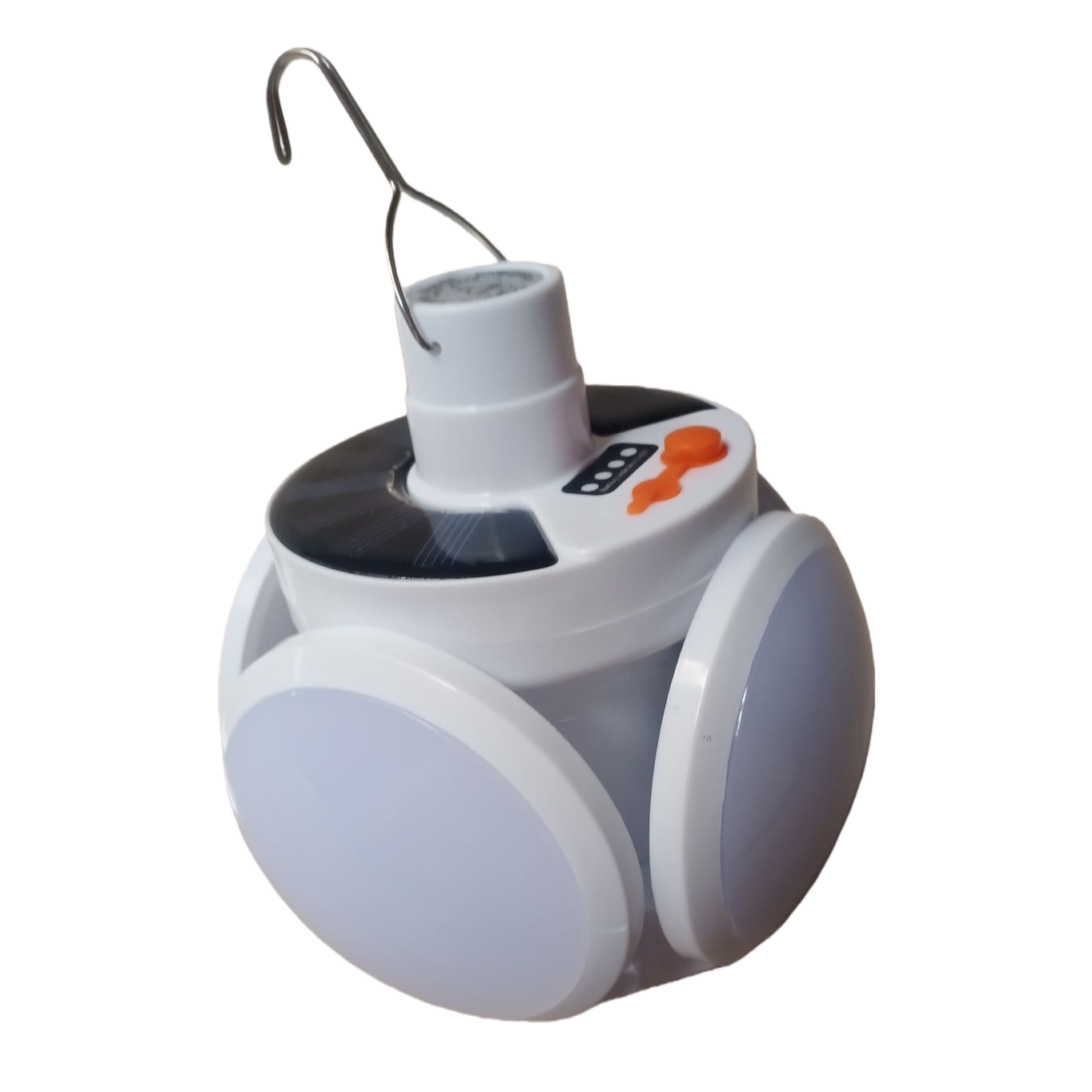 The portable white solar garden lamp is equipped with a high-efficiency solar panel for long-lasting lighting Item Picture