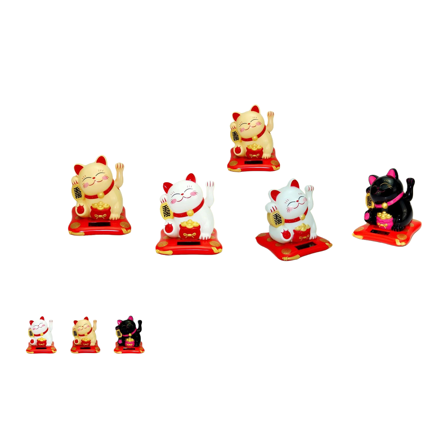 招财猫迷你/幸运摆件/奶油胶风扇/太阳能招财猫/金榜题名小摆件白底实物图