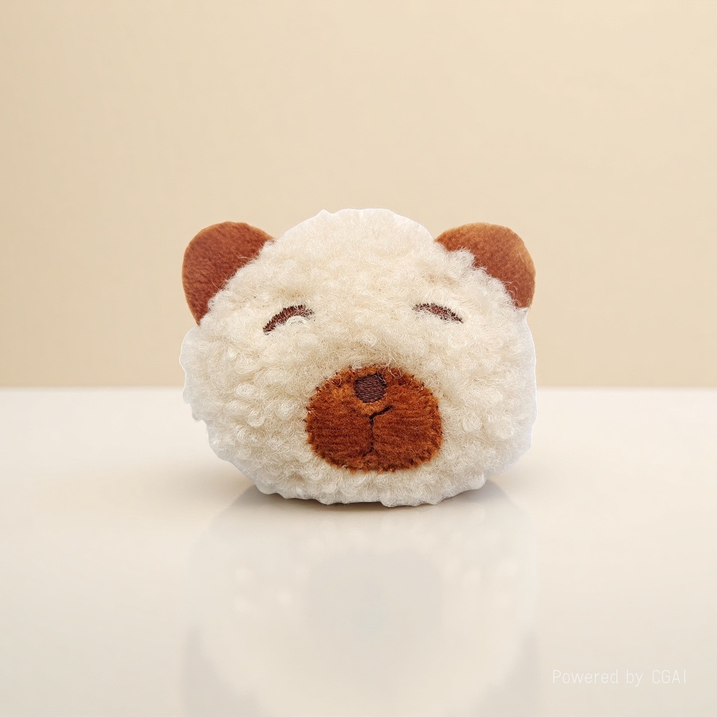 White curly bear head doll plush cartoon accessory details Picture