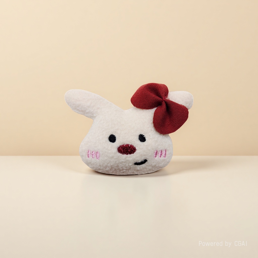 White plush rabbit children's hair ribbon, red bow cartoon accessory details Picture