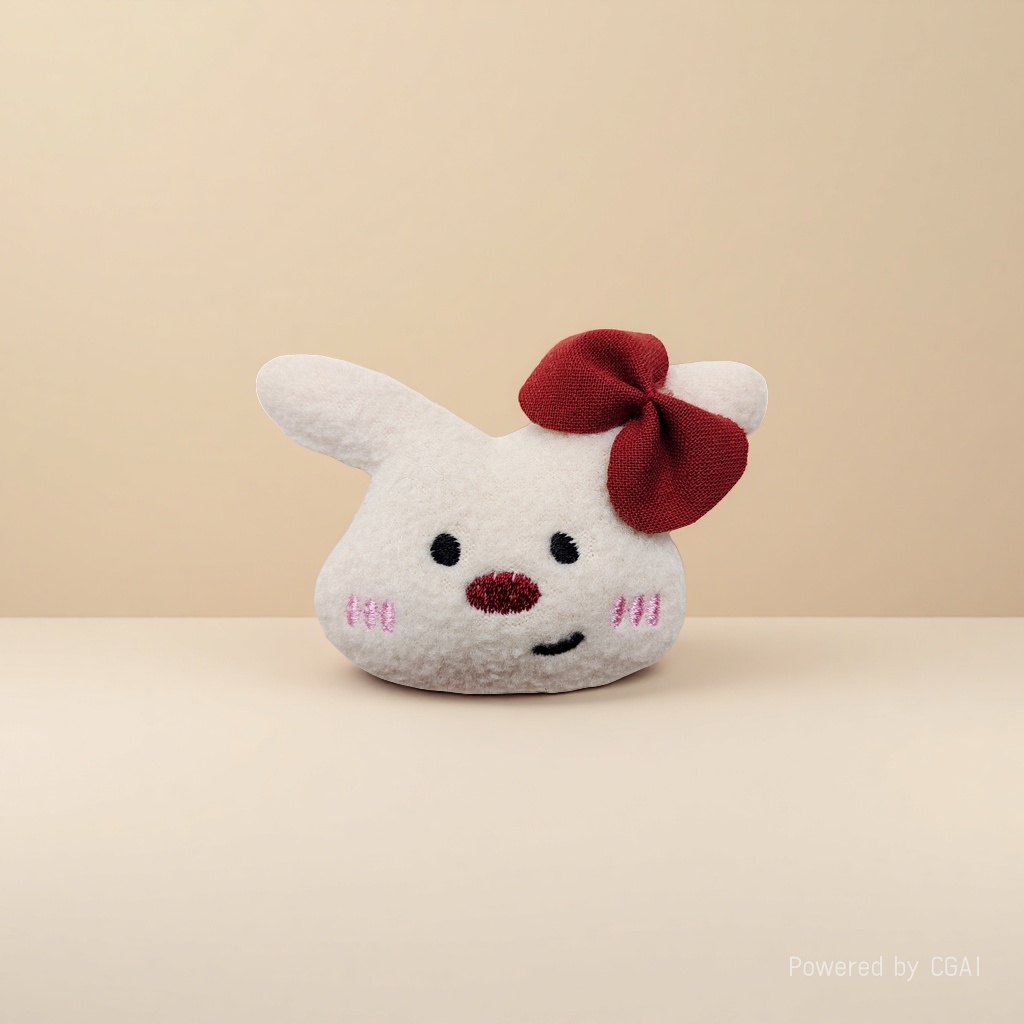 White plush rabbit children's hair ribbon, red bow cartoon accessory Specification image