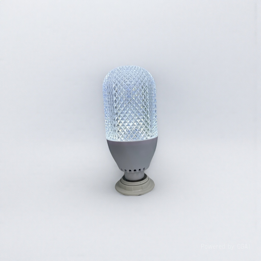 Transparent diamond-patterned LED music bulbs and other LED light sources