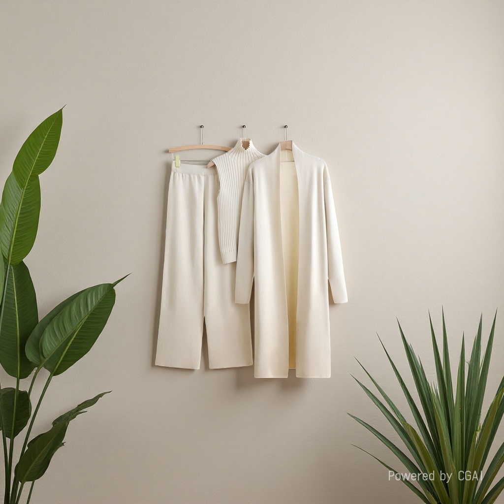 A best-selling solid-color three-piece knitted set for women: sleeveless vest, cardigan and pants Specification image