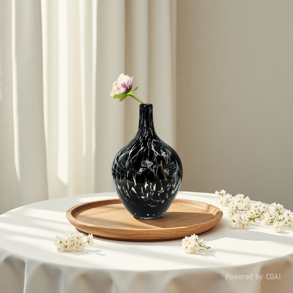 Creative design sense, light luxury glass vase, model room, sales office, dry flower, hydroponic dining table, coffee table, flower vases and ornaments details Picture