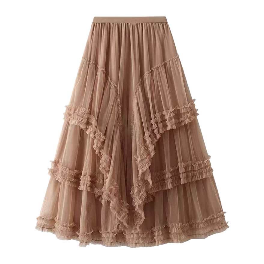 Heavy industry lace mesh cake dress, puffy cake dress, half skirt, multi-layered high-end gauze dress. 095654817 Item Picture