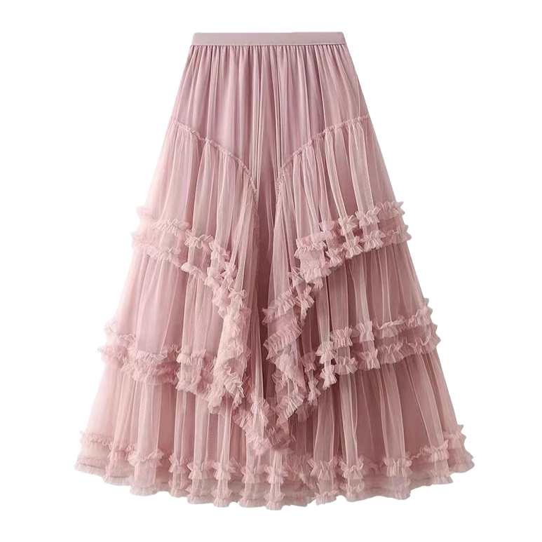 Heavy industry lace mesh cake dress, puffy cake dress, half skirt, multi-layered and high-end gauze dress. 095923535 Item Picture