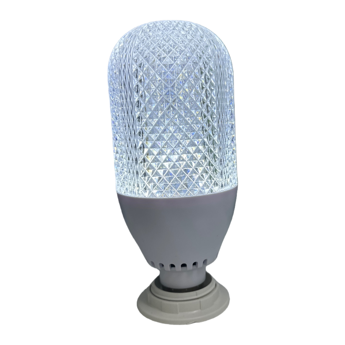 Transparent diamond-patterned LED music bulbs and other LED light sources Item Picture