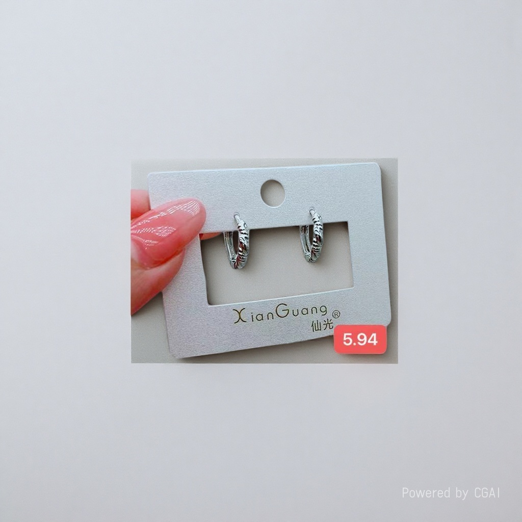 Silver spiral pattern vintage earrings, stud earrings and silver needle jewelry details Picture