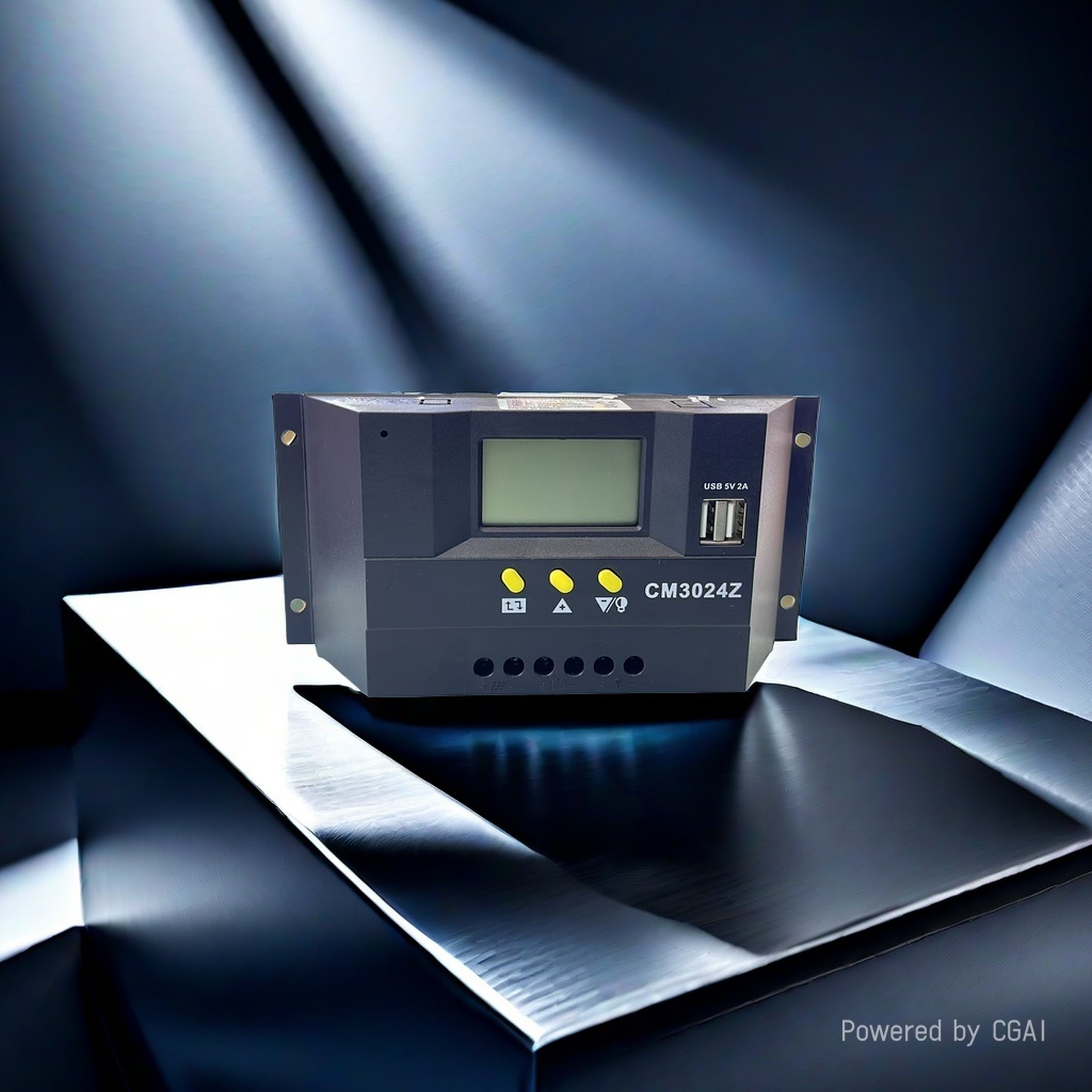 CM3024Z black MPPT solar controller with LCD screen, USB interface, energy storage electronic version
