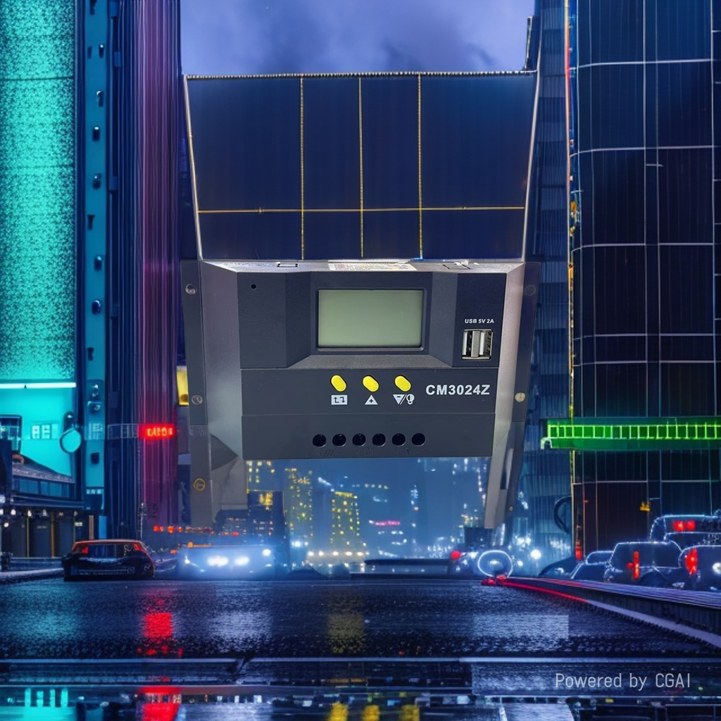 CM3024Z black MPPT solar controller with LCD screen, USB interface, energy storage electronic version Specification image