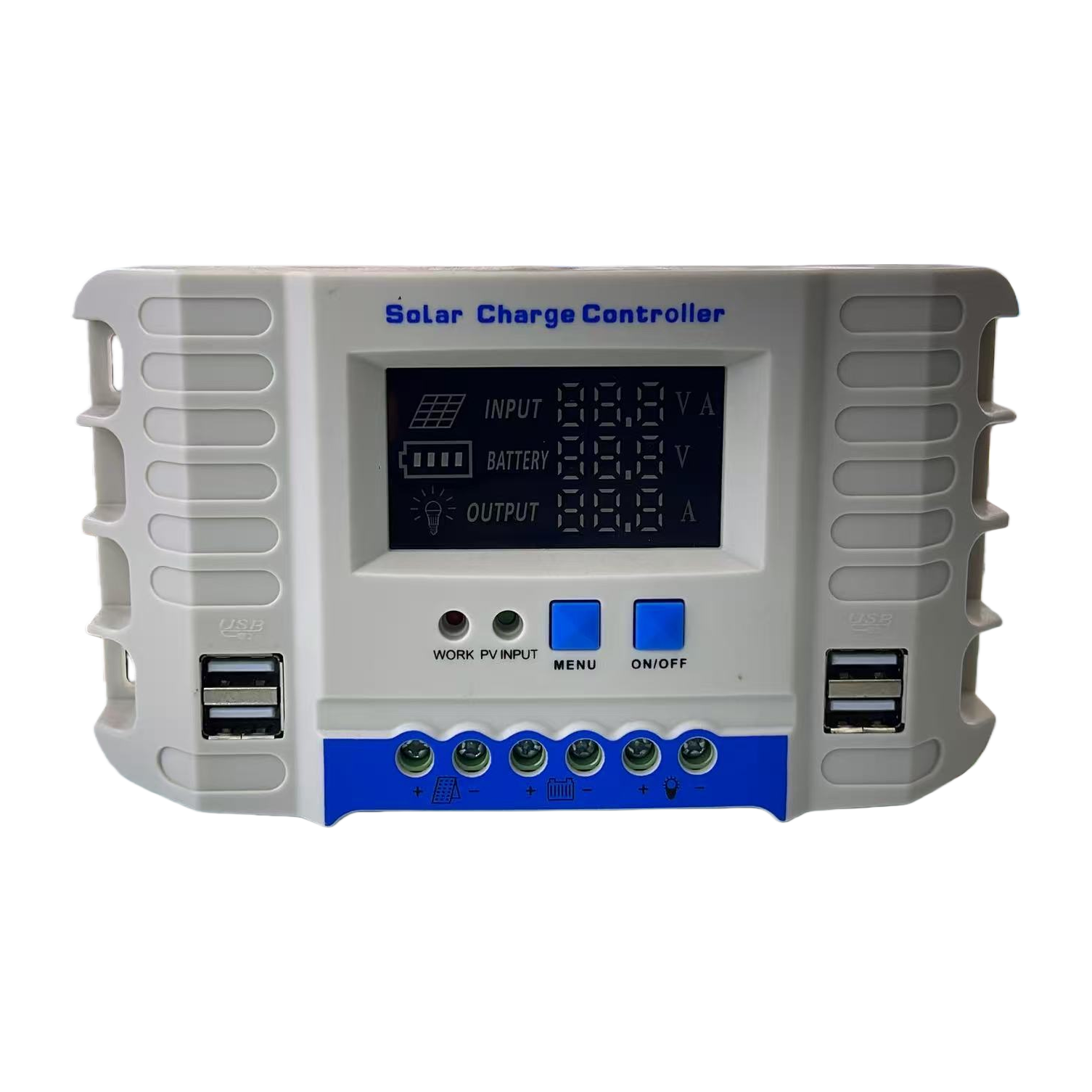 Ld2417MPPT white solar controller with LCD screen and USB interface for energy storage electronic version Item Picture
