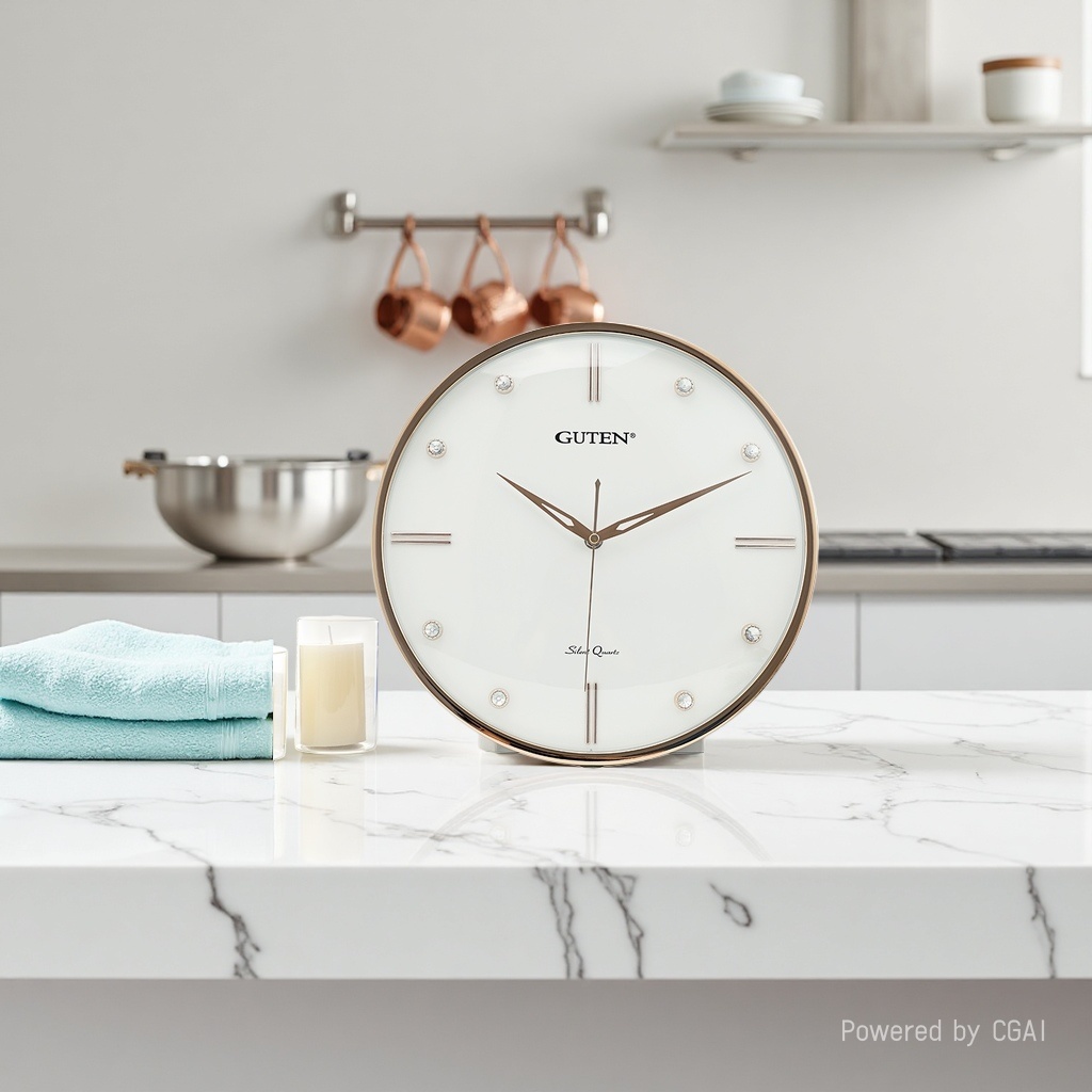 Golden frame, white dial, acrylic wall clock, wall-mounted clock, children's handicraft wall clock Application Scenario