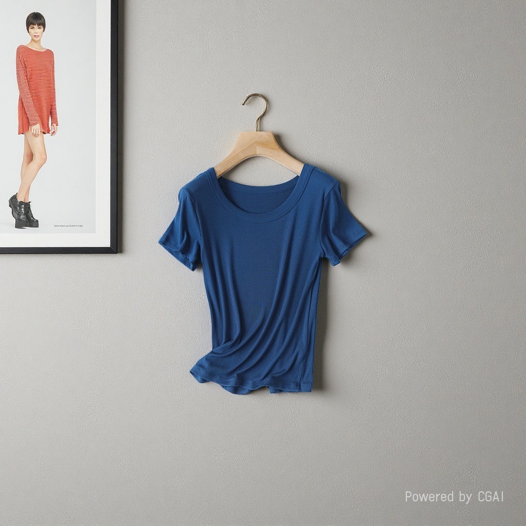 U-neck T-shirt women's short-sleeved 2026 summer new style loose, slimming and high-end T-shirt top base layer 100610402 Specification image
