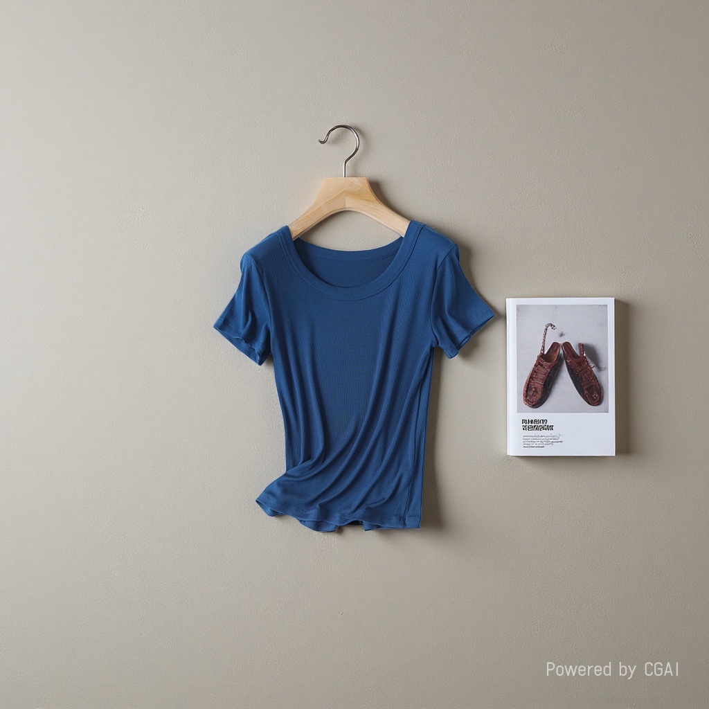 U-neck T-shirt women's short-sleeved 2026 summer new style loose, slimming and high-end T-shirt top base layer 100610402 Application Scenario