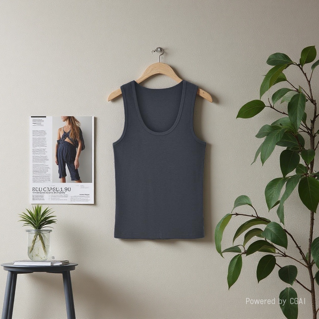 A halter U-neck vest for women in summer, worn as an outer layer and an inner layer to prevent exposure. A white top with a cotton thread base made of milk and coco silk. 100947650