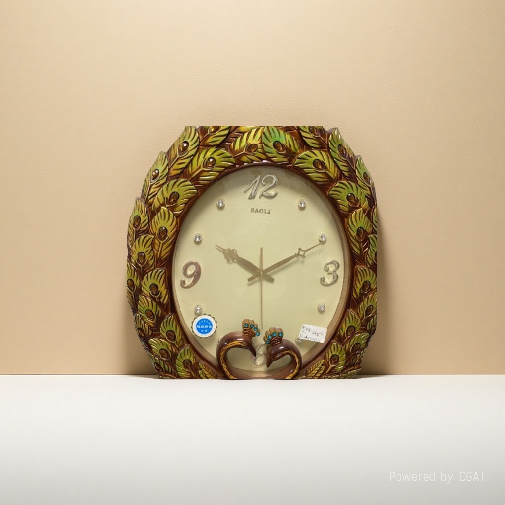 Peacock-shaped acrylic wall clock, wall sticker clock, children's handicraft wall clock details Picture