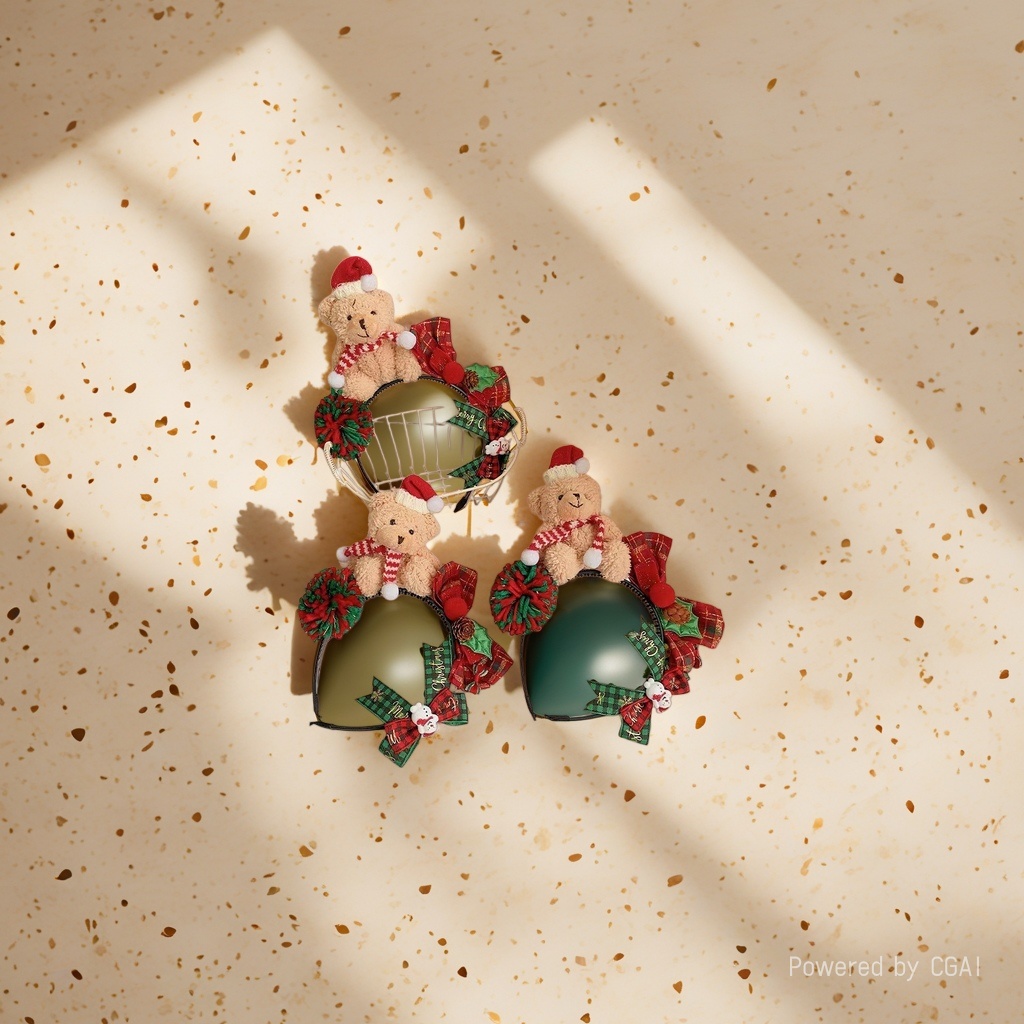 Christmas hair accessories: Cartoon, cute plush bear headband, exquisite bow headband, sweet Christmas hair accessories for girls details Picture