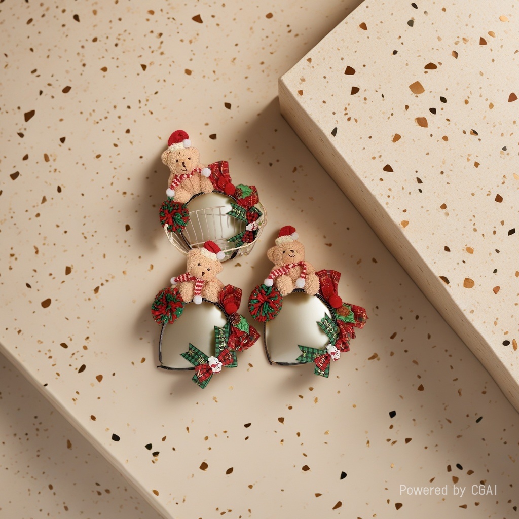 Christmas hair accessories: Cartoon, cute plush bear headband, exquisite bow headband, sweet Christmas hair accessories for girls