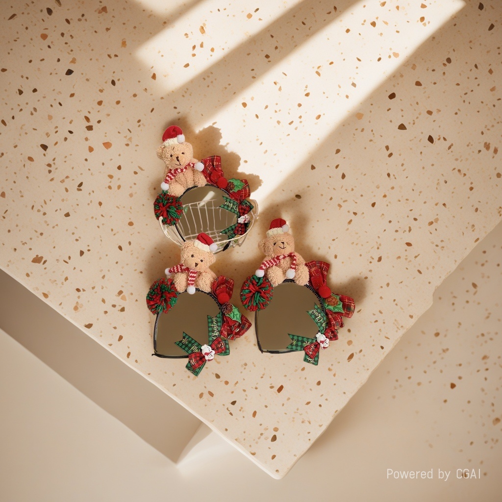 Christmas hair accessories: Cartoon, cute plush bear headband, exquisite bow headband, sweet Christmas hair accessories for girls Application Scenario