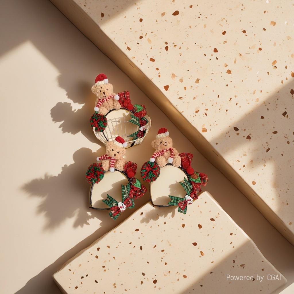 Christmas hair accessories: Cartoon, cute plush bear headband, exquisite bow headband, sweet Christmas hair accessories for girls Specification image