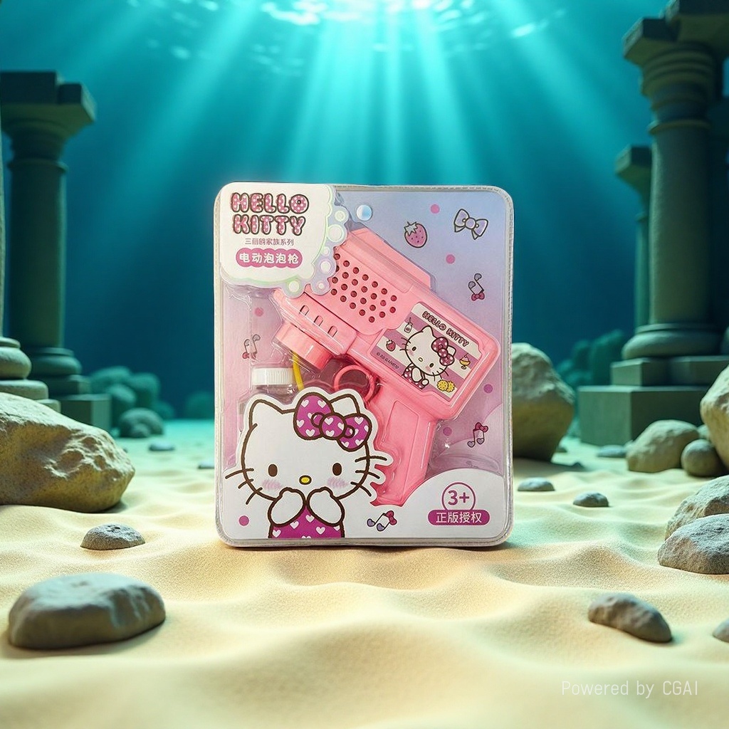 粉色电动泡泡枪玩具带灯光泡泡机泡泡棒