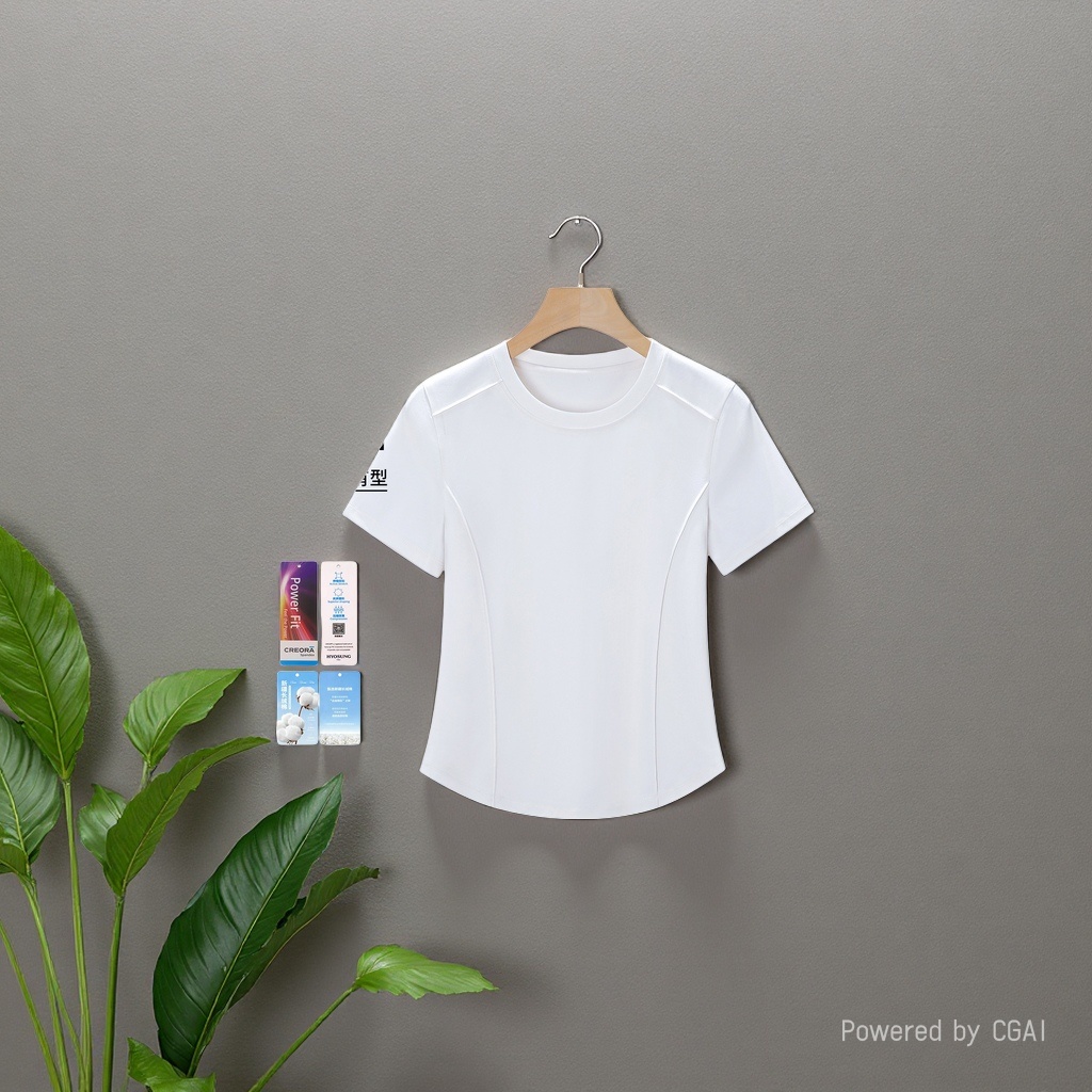 2026 Women's mercerized cotton shoulder fitted short-sleeved T-shirt for women, with a unique and unique design sense, fishbone anti-wrinkle top Specification image