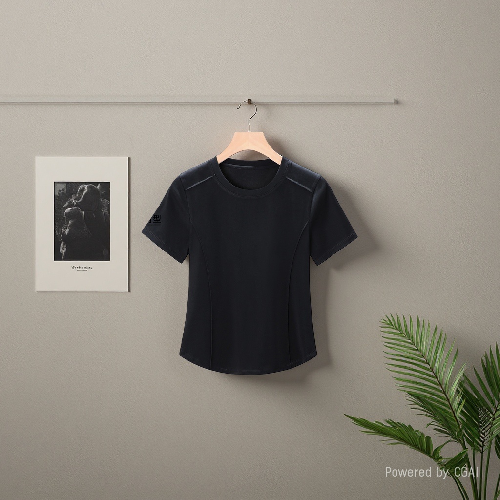 2026 Women's Wear mercerized cotton shoulder slimming short-sleeved T-shirt, women's design sense, niche and unique, fishbone anti-wrinkle top garment 105457596 Specification image
